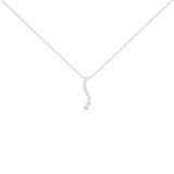 14K White Gold 3.0 Cttw Round-Brilliant & Baguette Cut Diamond S Shaped Graduated 18