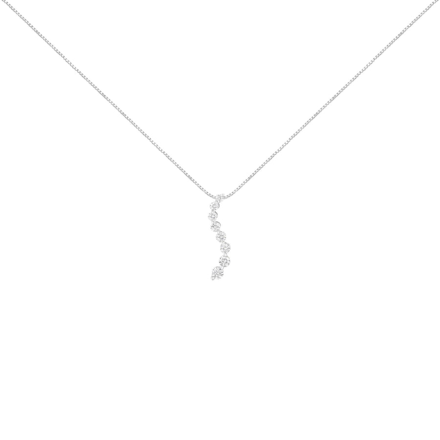 AGS Certified 14k White Gold 3.0 Cttw Baguette and Brilliant Round-Cut Diamond Journey 18