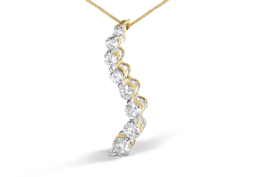 14k Yellow Gold 3.0 cttw Baguette and Brilliant Round-Cut Diamond Journey 18