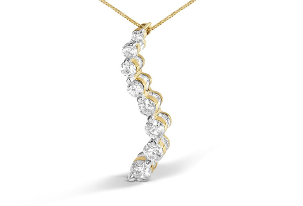 14k Yellow Gold 3.0 cttw Baguette and Brilliant Round-Cut Diamond Journey 18