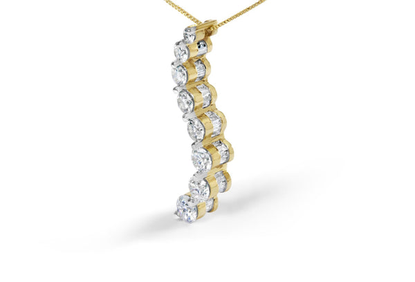 14k Yellow Gold 3.0 cttw Baguette and Brilliant Round-Cut Diamond Journey 18