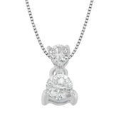 14K white gold necklace with one round diamond stone in a four-prong setting thumbnail 1