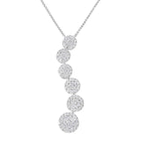 14K white gold cluster necklace with round diamond stones totaling 1 carat thumbnail 1