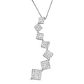 10K white gold snake curved pendant necklace with 1 ct round diamond stones