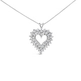 925 sterling silver necklace with two rows of heart diamond stones thumbnail 1