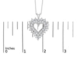 925 Sterling Silver 4.0 Cttw Diamond Two Row Open Heart 18