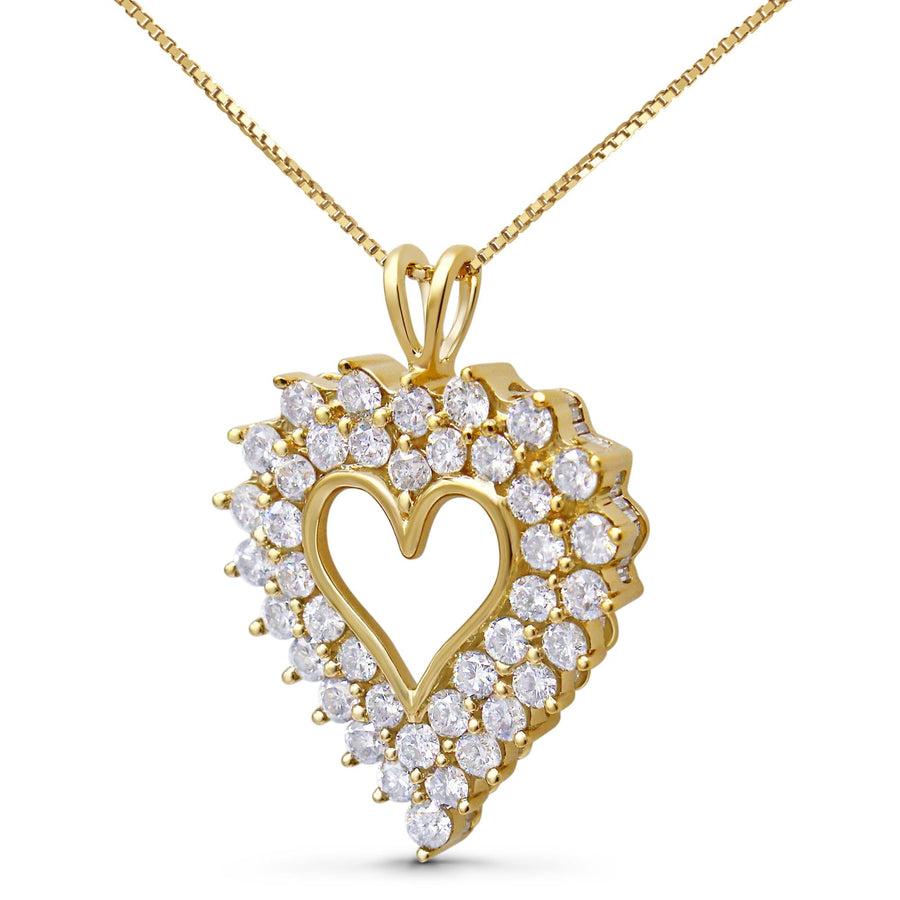 14K Yellow Gold Plated .925 Sterling Silver 4.0 Cttw Diamond Shadow Frame Heart 18