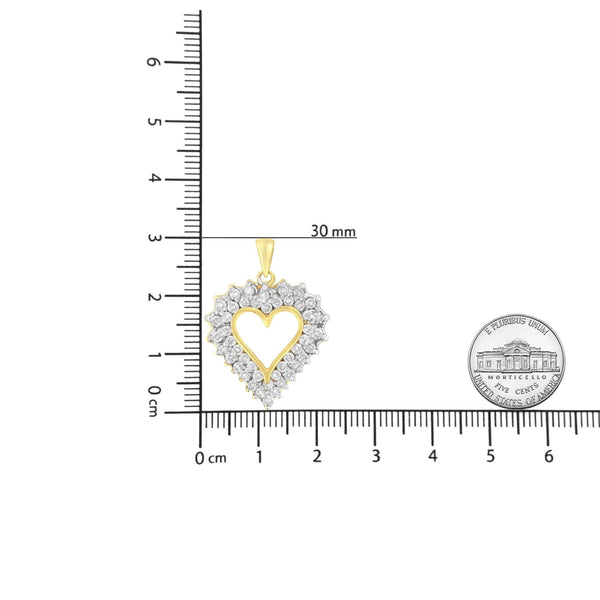 14K Yellow Gold Plated .925 Sterling Silver 4.0 Cttw Diamond Shadow Frame Heart 18