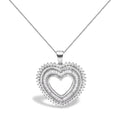 925 sterling silver necklace with heart diamond stones in a halo setting