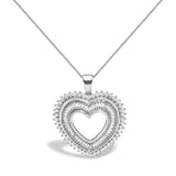 925 sterling silver necklace with heart diamond stones in a halo setting thumbnail 1