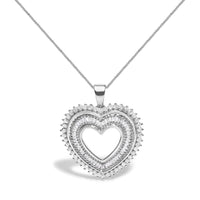 .925 Sterling Silver 1.0 Ctw Diamond Shadow Open Heart Halo 18
