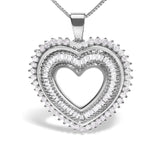 .925 Sterling Silver 1.0 Ctw Diamond Shadow Open Heart Halo 18