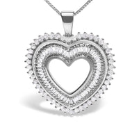 .925 Sterling Silver 1.0 Ctw Diamond Shadow Open Heart Halo 18