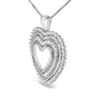 .925 Sterling Silver 1.0 Ctw Diamond Shadow Open Heart Halo 18