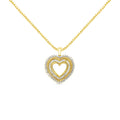 14K yellow gold necklace with round and baguette diamond composite heart pendant