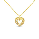 14K Yellow Gold Plated .925 Sterling Silver 1.0 Cttw Round and Baguette-Cut Diamond Composite Hearth 18