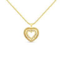 14K Yellow Gold Plated .925 Sterling Silver 1.0 Cttw Round and Baguette-Cut Diamond Composite Hearth 18