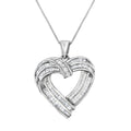 925 sterling silver heart necklace with baguette diamond stones