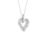 Sterling Silver 7/8 cttw Baguette Diamond Heart Pendant Necklace (I-J, I2-I3)-3 thumbnail 4