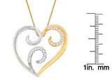 10K Two-Toned Gold 1/10 cttw Round Cut Diamond Swirl Heart Accent Pendant Necklace (H-I, I1-I2)-3 thumbnail 4
