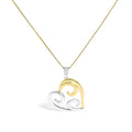 10K yellow gold open heart pendant necklace with swirls on an 18-inch box chain
