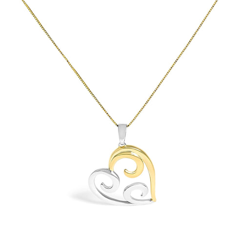 10K Yellow Gold Over .925 Sterling Silver Open Heart with Swirls 18