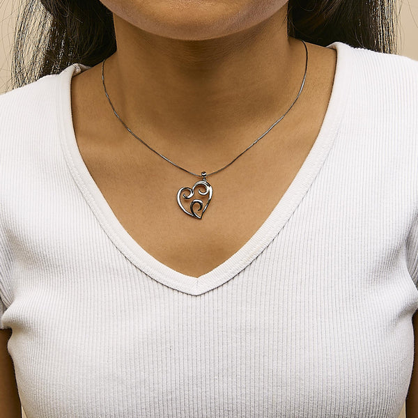 10K Yellow Gold Over .925 Sterling Silver Open Heart with Swirls 18