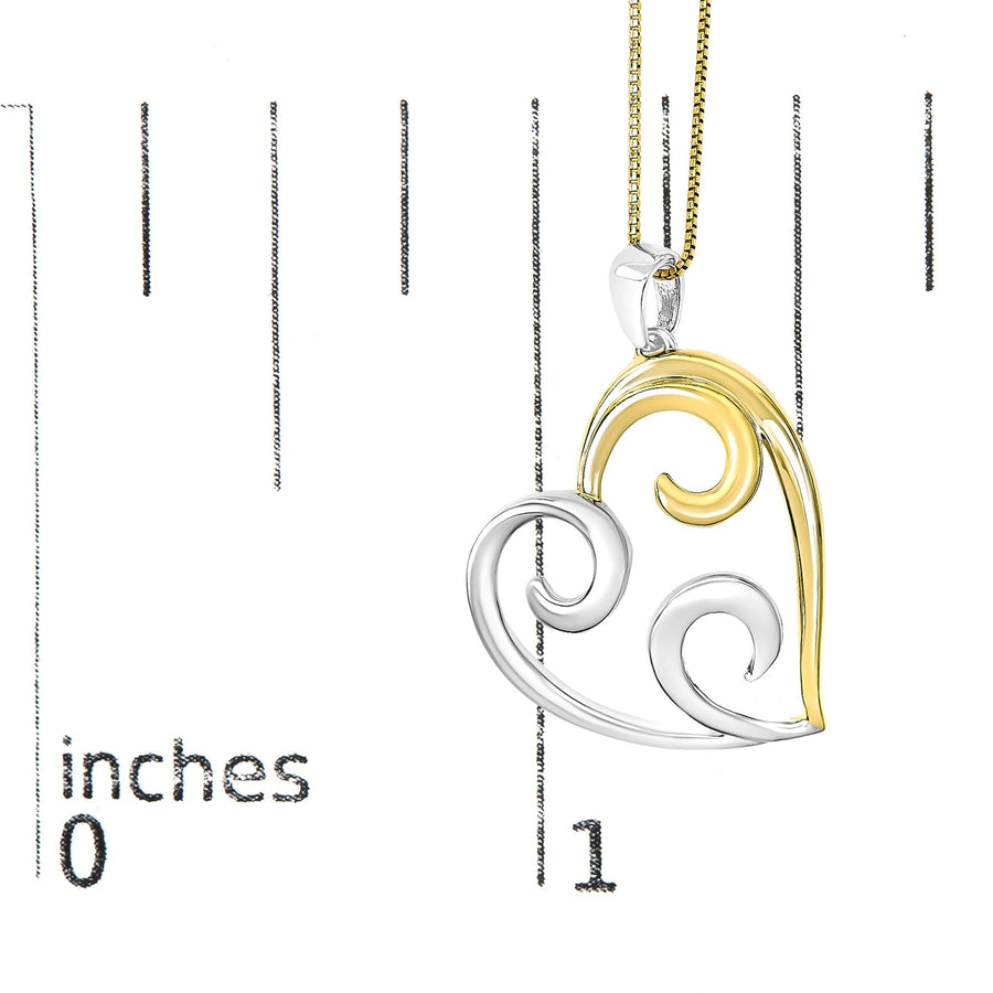 10K Yellow Gold Over .925 Sterling Silver Open Heart with Swirls 18