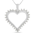 925 sterling silver necklace with heart-shaped diamond open heart pendant