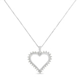 .925 Sterling Silver 1/4 cttw 3-Prong Diamond Open Heart 18