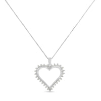 .925 Sterling Silver 1/4 cttw 3-Prong Diamond Open Heart 18