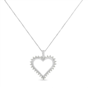 .925 Sterling Silver 1/4 cttw 3-Prong Diamond Open Heart 18