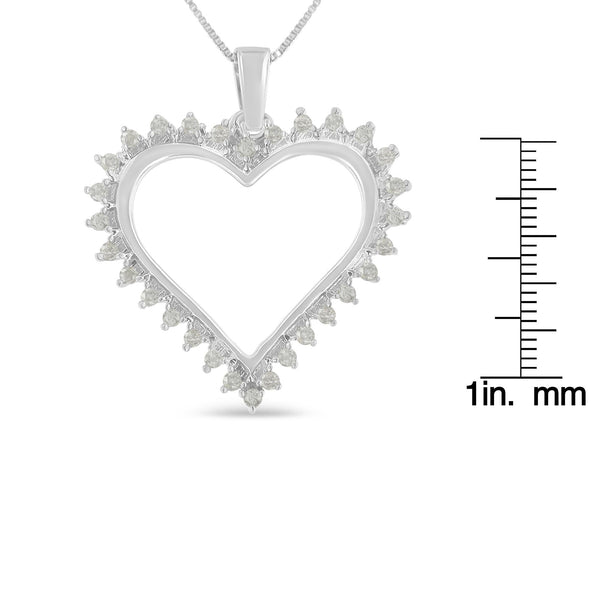 .925 Sterling Silver 1/4 cttw 3-Prong Diamond Open Heart 18