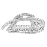 .925 Sterling Silver 1/4 cttw Round Cut Diamond Ribbon and Heart Accent Pendant Necklace (H-I, I2-I3)-1 thumbnail 2