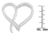 .925 Sterling Silver 1/4 cttw Round Cut Diamond Ribbon and Heart Accent Pendant Necklace (H-I, I2-I3)-2 thumbnail 3