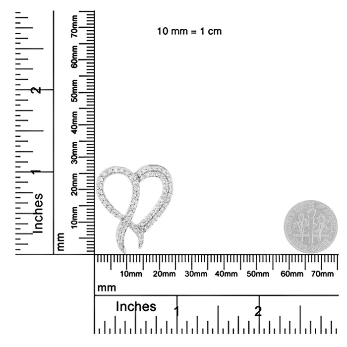 .925 Sterling Silver 1 cttw Diamond Heart and Ribbon 18