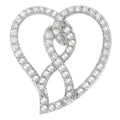 14K white gold necklace with heart and ribbon diamond pendant