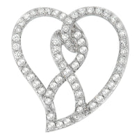 14K White Gold 1.0 Cttw White Diamond Awareness Ribbon & Open Heart 18