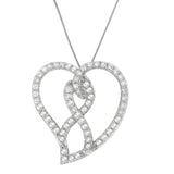 14K White Gold 1.0 Cttw White Diamond Awareness Ribbon & Open Heart 18