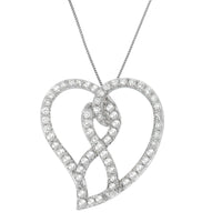14K White Gold 1.0 Cttw White Diamond Awareness Ribbon & Open Heart 18