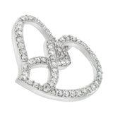 14K White Gold 1.0 Cttw White Diamond Awareness Ribbon & Open Heart 18