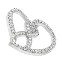 14K White Gold 1.0 Cttw White Diamond Awareness Ribbon & Open Heart 18