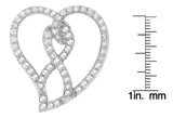 14K White Gold 1.0 Cttw White Diamond Awareness Ribbon & Open Heart 18