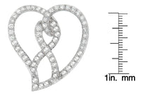 14K White Gold 1.0 Cttw White Diamond Awareness Ribbon & Open Heart 18