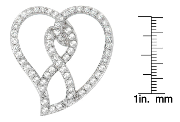 14K White Gold 1.0 Cttw White Diamond Awareness Ribbon & Open Heart 18