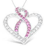 14K White Gold 1ct. TGW Diamond And Pink Sapphire Gemstone Pendant Necklace (G-H, SI2-I1)-1 thumbnail 2