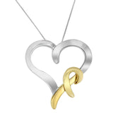 .925 Sterling Silver and 14K Yellow Gold Two-Tone Heart Shaped Pendant Necklace-1 thumbnail 2