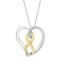 14K gold heart bow pendant necklace with heart-shaped design
