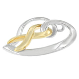 14K Gold and Silver Heart Bow Pendant Necklace-2 thumbnail 3