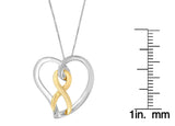 14K Gold and Silver Heart Bow Pendant Necklace-3 thumbnail 4
